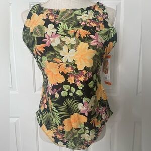 NWT Hurley Women’s One-Piece UPF 50+ Swimsuit - Orange/Black Waikiki Wonder XXL